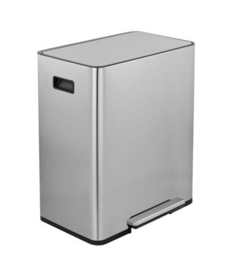 15.6 Gallon Rectangular Stainless Steel Step on With Two 30 Liter Compartments Trash Can