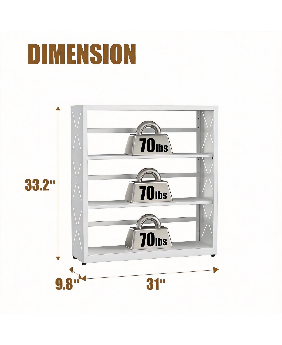 Yigii 31"W 3-Tier Metal Bookcase with Adjustable Shelves for Home Office