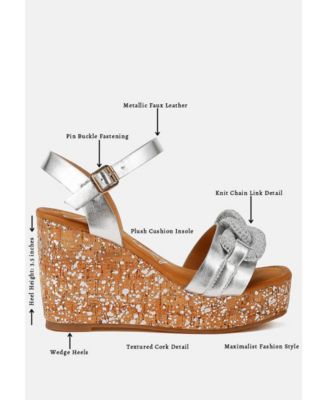 Womens Emelda Chain Link Detail Wedge Sandals