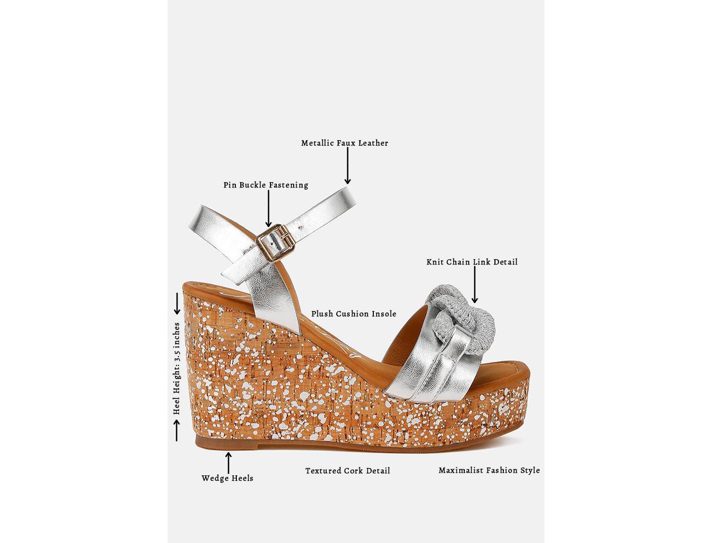 Женские сандалии London Rag Emelda Chain Link Detail Wedge, цвет: Серебряный — фото 8