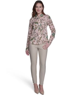 Women's Slim Fit Floral Collared Blouse