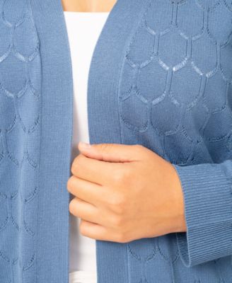 Plus Size Geometric Stitch Flyaway Open Front Cardigan