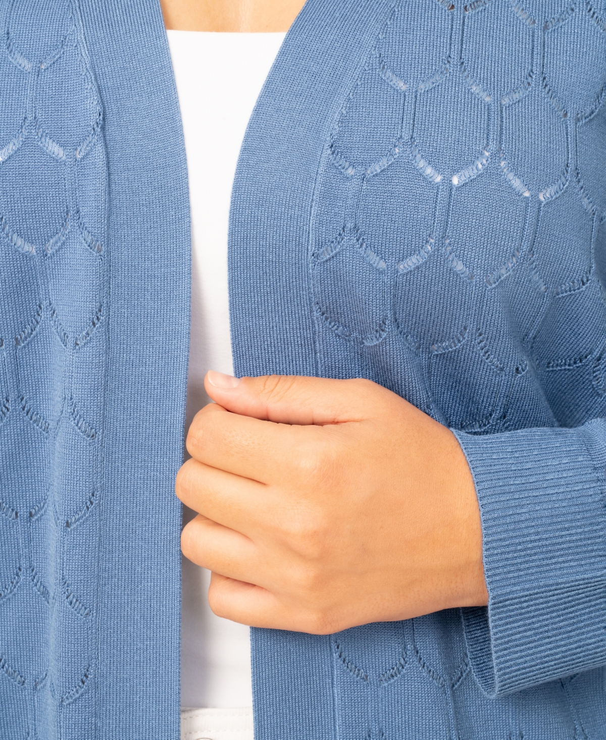Melissa Paige Plus Size Geometric Stitch Flyaway Open Front Cardigan, Macy's Exclusive