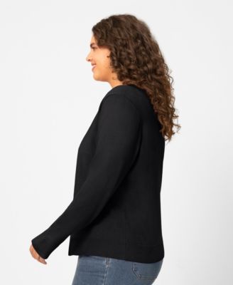 Plus Size Scalloped Trim Button-Front Cardigan