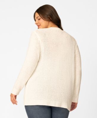 Plus Size Jersey Stitch Long Open Front Cardigan