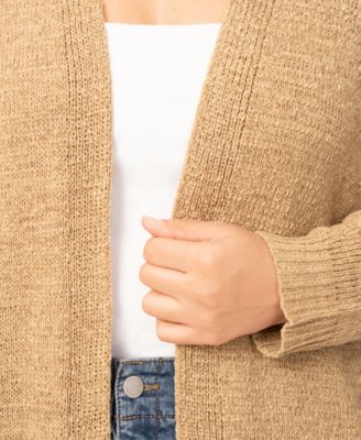 Plus Size Jersey Stitch Long Open Front Cardigan