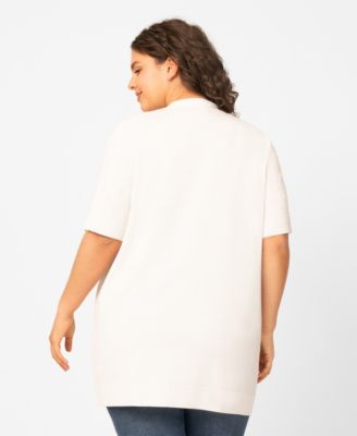 Plus Size Floral Texture Flyaway Open Front Cardigan