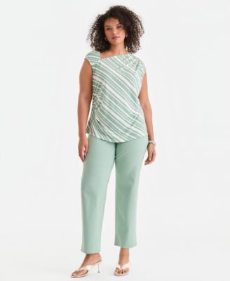 Plus Size Printed Drape Sleeveless Top