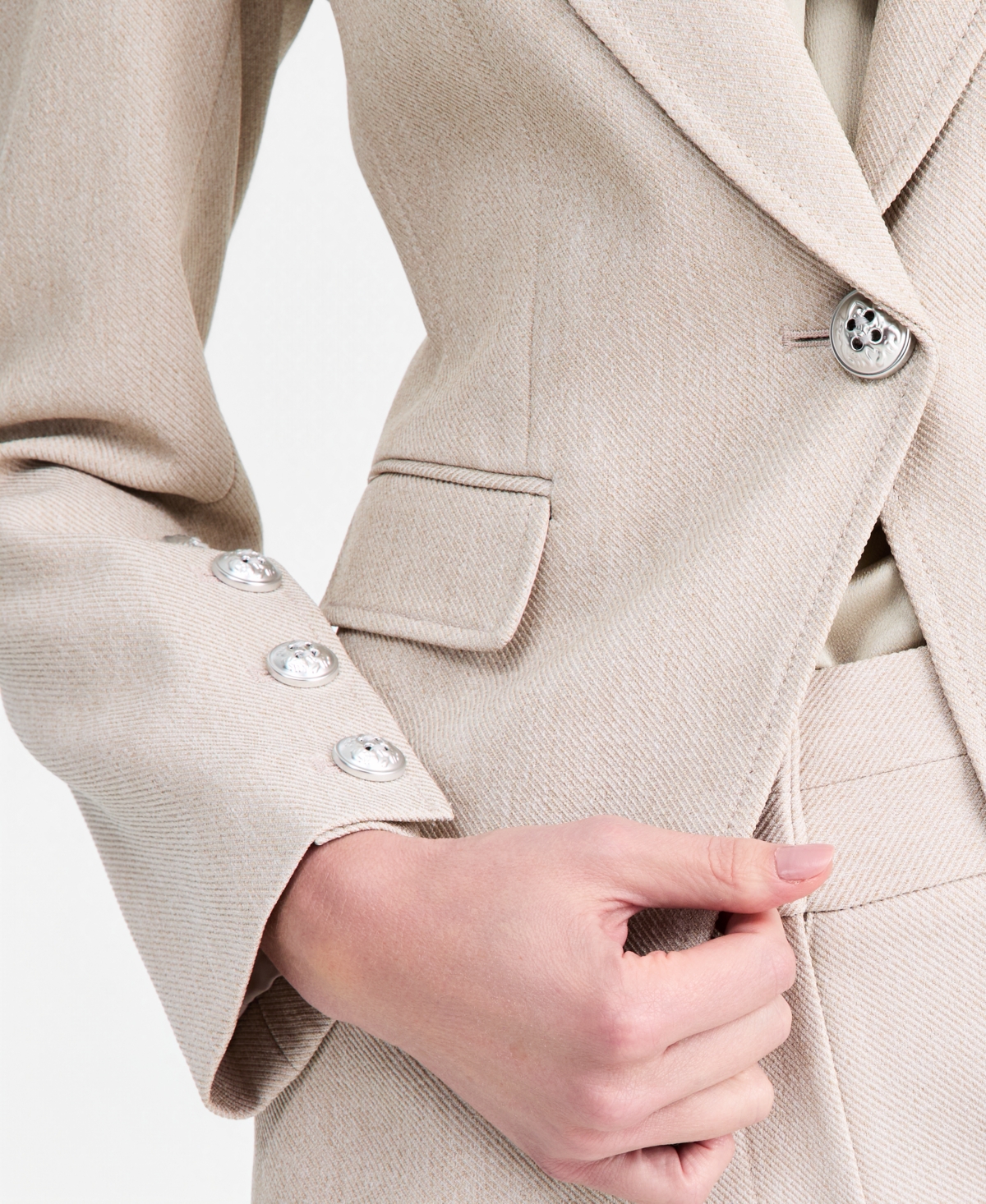 Tahari Asl Women's Twill Peak Lapel One-Button Blazer