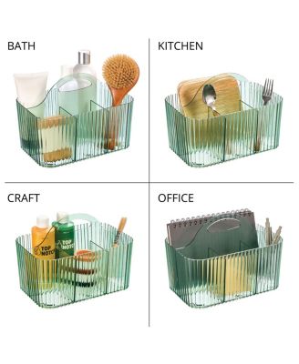 4-Section Fluted Storage Caddy Organizer with Handle - Sand Brown