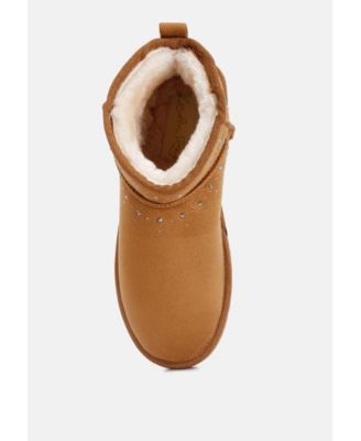 Womens winifred rhinestone embellished fur lined boots