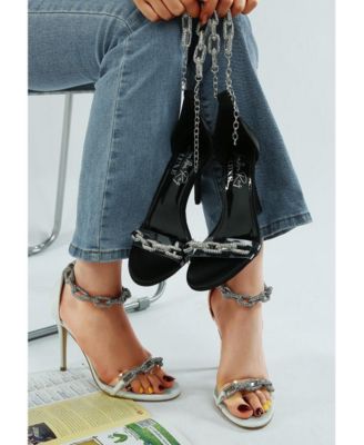 Womens Rabenda Rhinestones Chain Stiletto Heels