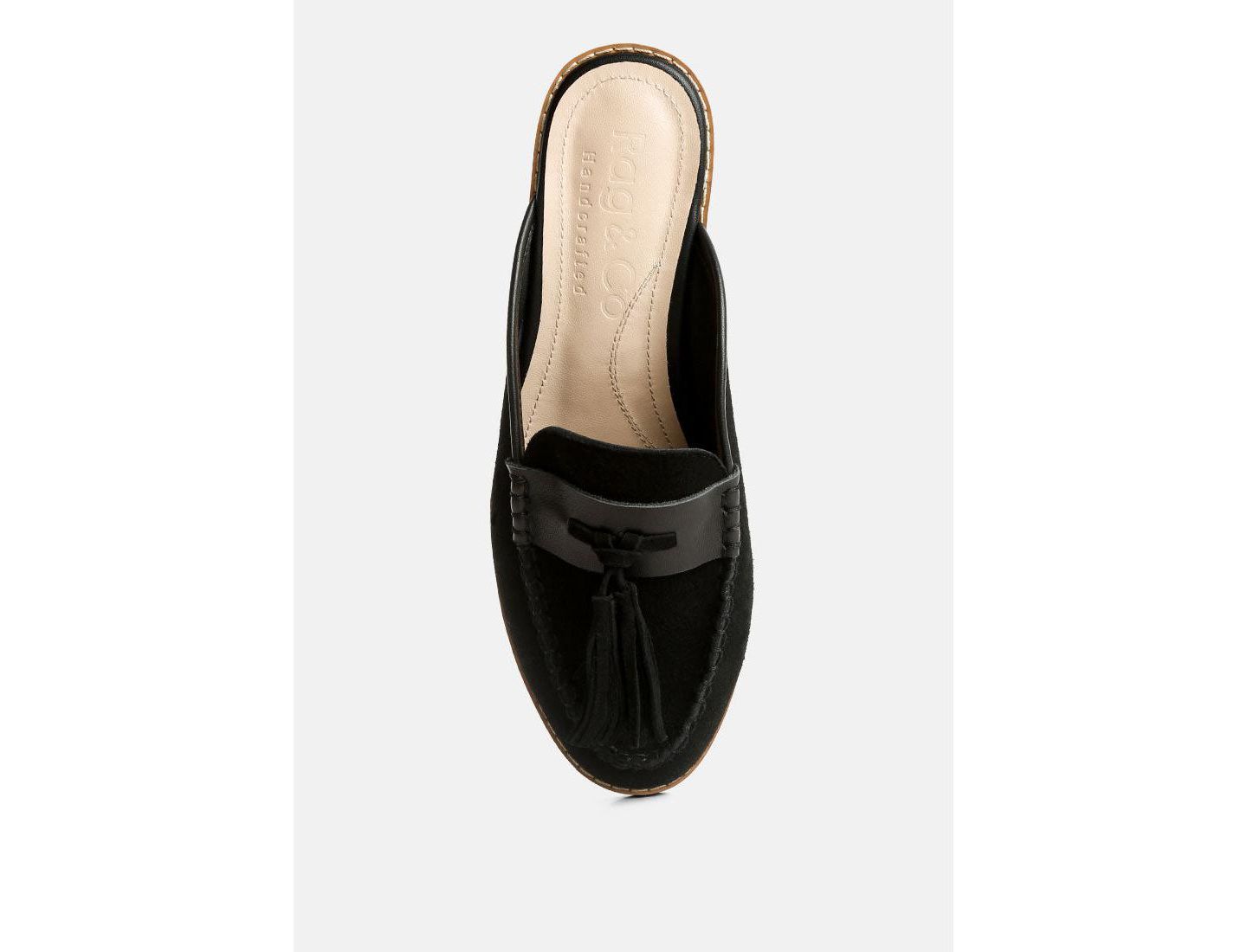 Женские сабо Rag & Co Edmanda Tassle Detail Leather Mules, цвет: Чёрный — фото 8