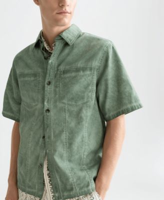 Men's Washed Cotton Short-Sleeve Shirt