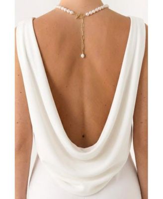 Stainless Steel Chain & Freshwater Pearl Lariat Necklace