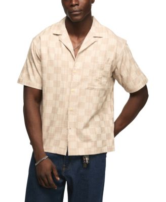 Men's Checkered Untuck Camp Collar Shirt