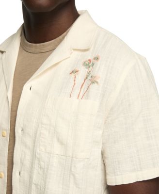 Men's Embroidered Short Sleeve Button-Up