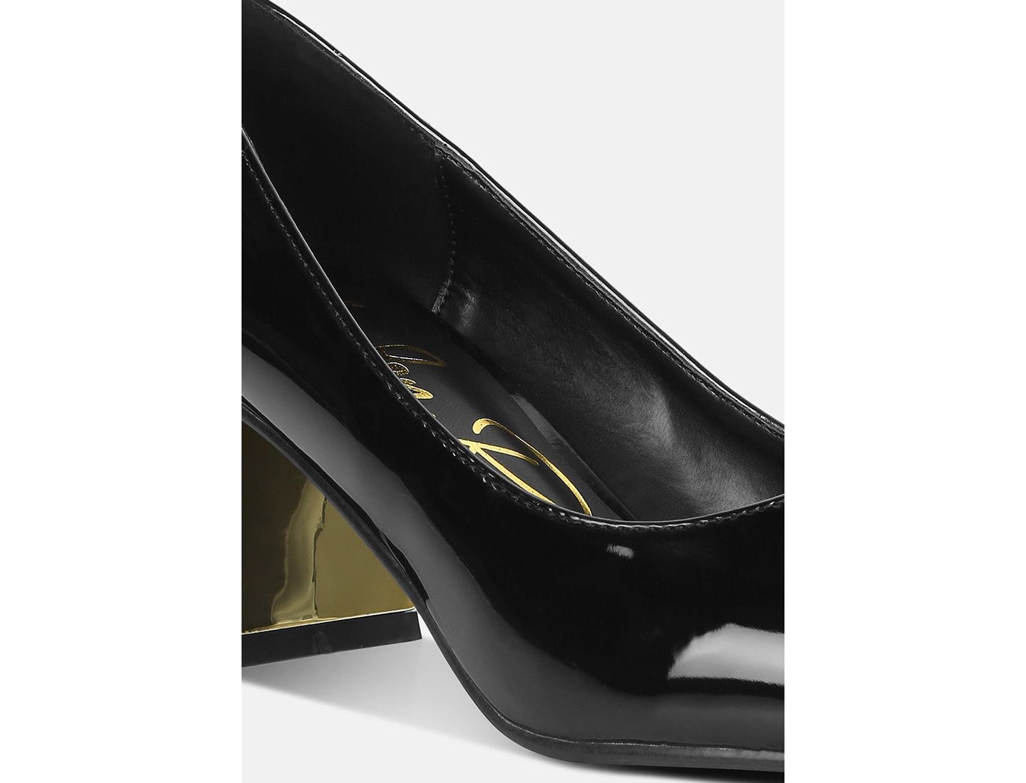 Женские туфли London Rag Zaila Metallic Accent Block Heel Pumps, цвет: Чёрный лаковый — фото 5