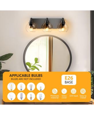 Bathroom Vanity Light,Modern 3-Light Bathroom Lighting Fixtures Over Mirror with Clear Glass Shade and Metal Base