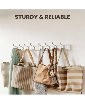 Wall Mounted Coat Rack with Hooks for Hats, Coats, and More - White