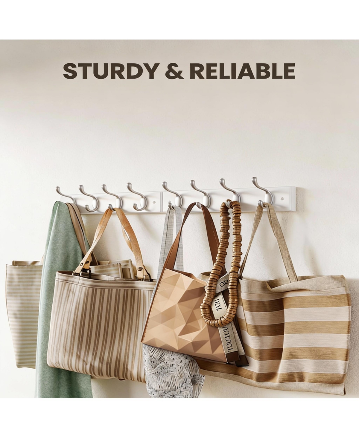 Yigii Wall Mounted Coat Rack with Hooks for Hats, Coats, and More