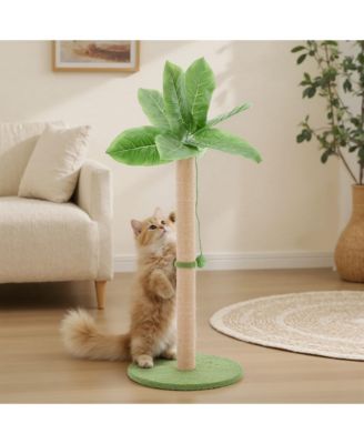 Zeus & Ruta 33" Cat Scratching Post: Tall Scratcher with Dangling Ball for Indoor Cats