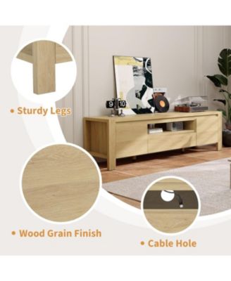 TV Stand with Doors and Cabinet, Farmhouse Entertainment Center, Entertainment Stand for TVs Up to 70"