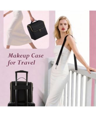 Large Makeup Organizer with 4 Tiers & Luggage Sleeve