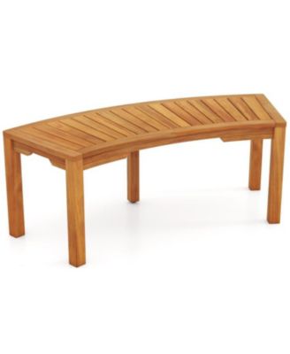 2-Person Acacia Wood Outdoor Bench with Curved Design