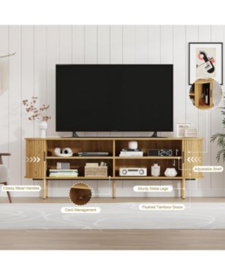 TV Stand, Modern TV Console Table with Storage Compartment and Sliding Door