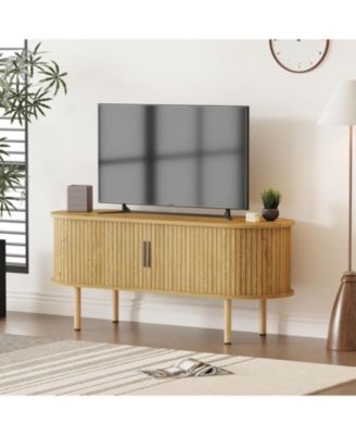TV Stand, Modern TV Console Table with Storage Compartment and Sliding Door