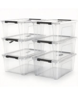 5 Quart Black Clear Storage Bins with Latches for Small Spaces