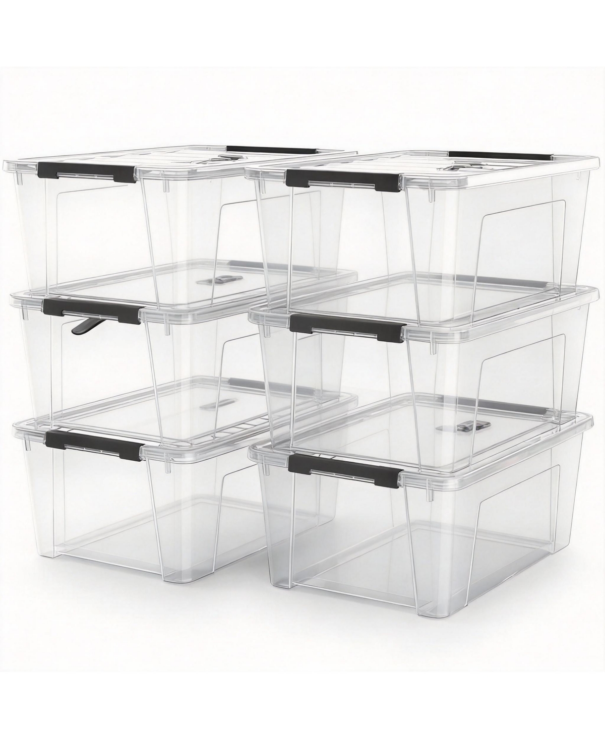 Yigii 5 Quart Black Clear Storage Bins with Latches for Small Spaces - White