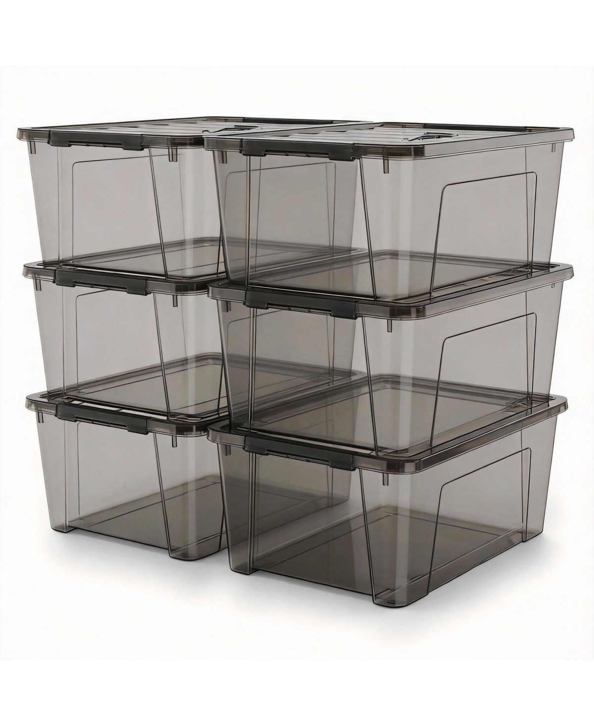Yigii 5 Quart Black Clear Storage Bins with Latches for Small Spaces - Black