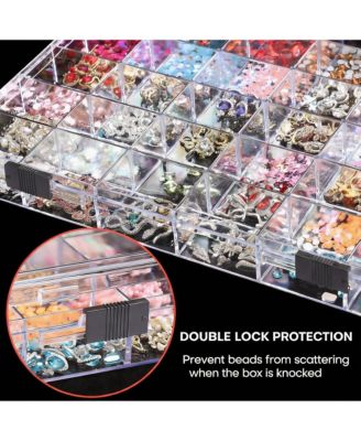 2 Pack Clear 36-Grid Organizer for Small Jewelry, Beads, & Supplies