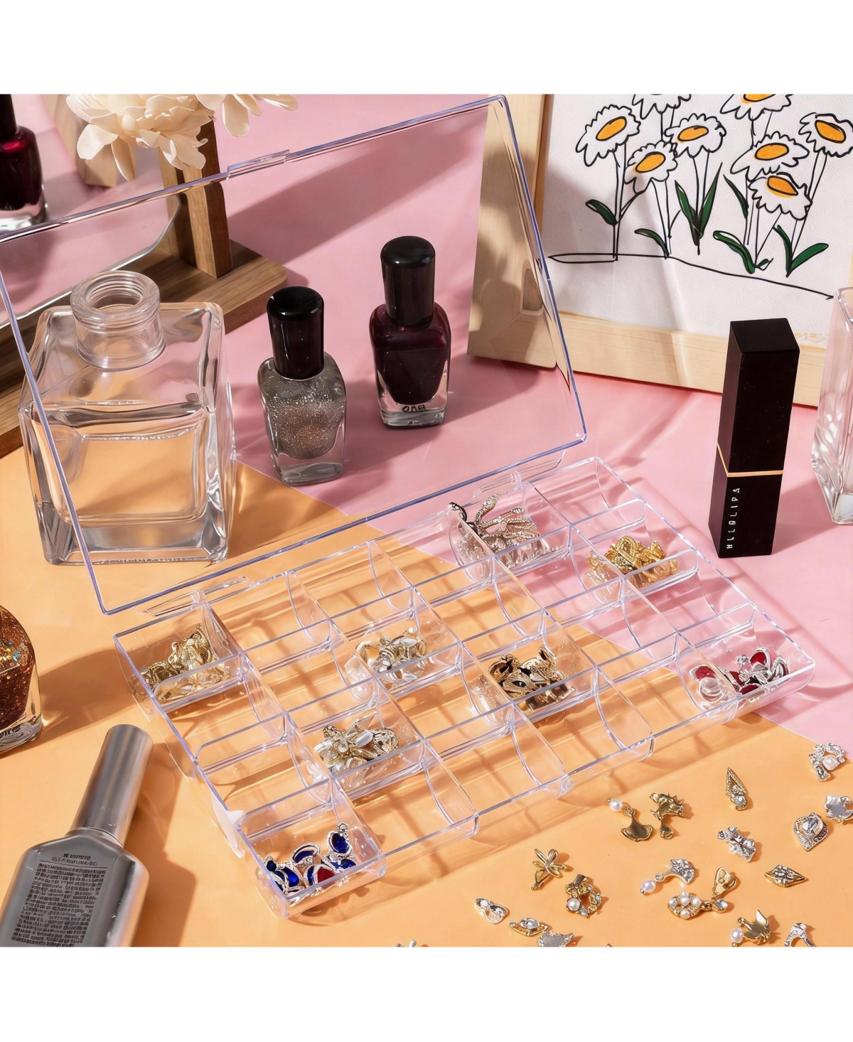 Yigii 24-Compartment Clear Organizer for Jewelry and Small Supplies