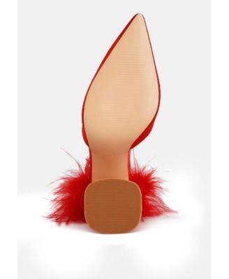 Womens palmetta fur detail block heel sandals