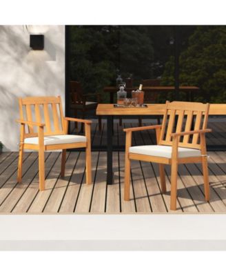 2-Piece Acacia Wood Patio Dining Chairs for Outdoor Use