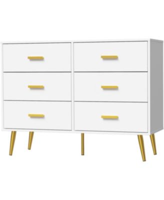 Console Table with 6-Drawer,Tall Dresser for Bedroom, Storage Dresser Organizer Units for Closet Living Room Hallway