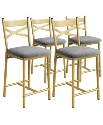 26" Counter Height Bar Stools Set of 4, Upholstered Bar Chairs with Back, Thick Cushion, Modern Counter Height Barstools