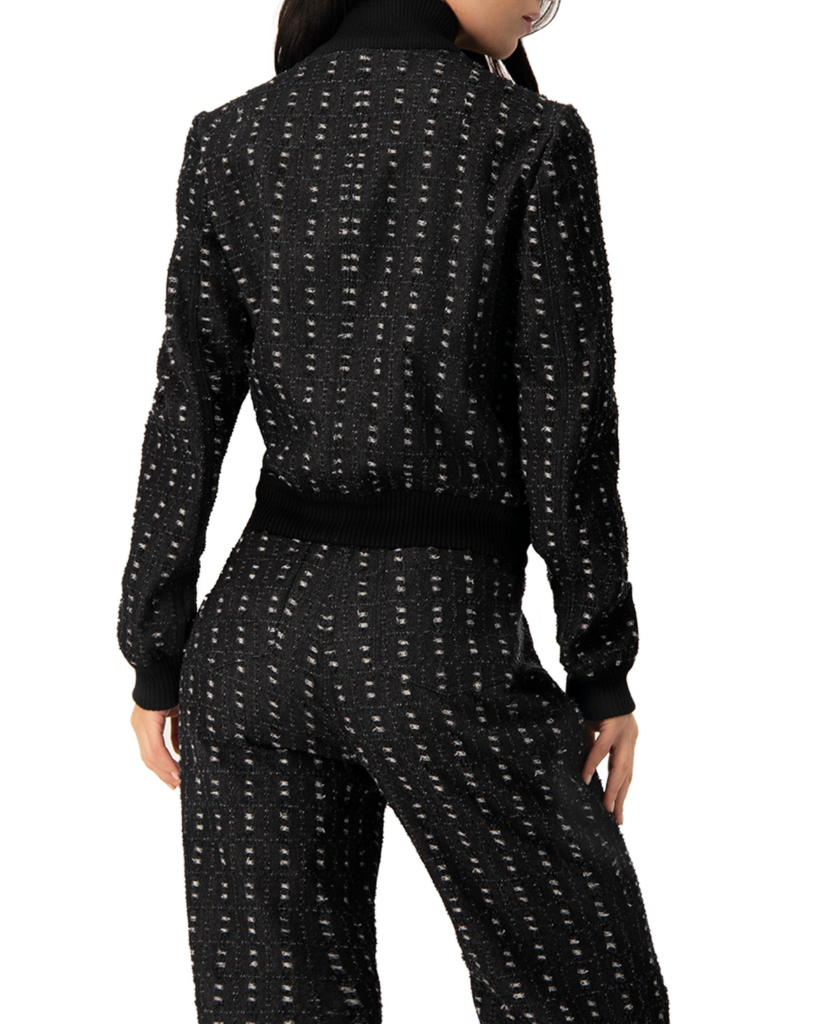 Ivonne Textured Denim Bomber Jacket with Front Zip