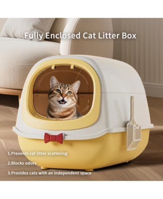 Penguin-Shaped Enclosed Cat Litter Box