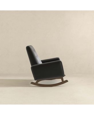 Elegant Demetrius Dark Grey Fabric Solid Wood Rocking Chair 300LBS Capacity for Living Room Nursery Bedroom Reading