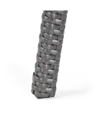 Outdoor Faux Wicker Side Table Powder Coated Iron Frame Grey Accent Table for Patio Extra Holding Space