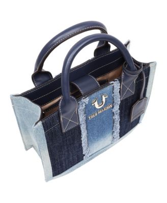 Frayed Denim Modern Tote with Removable Strap