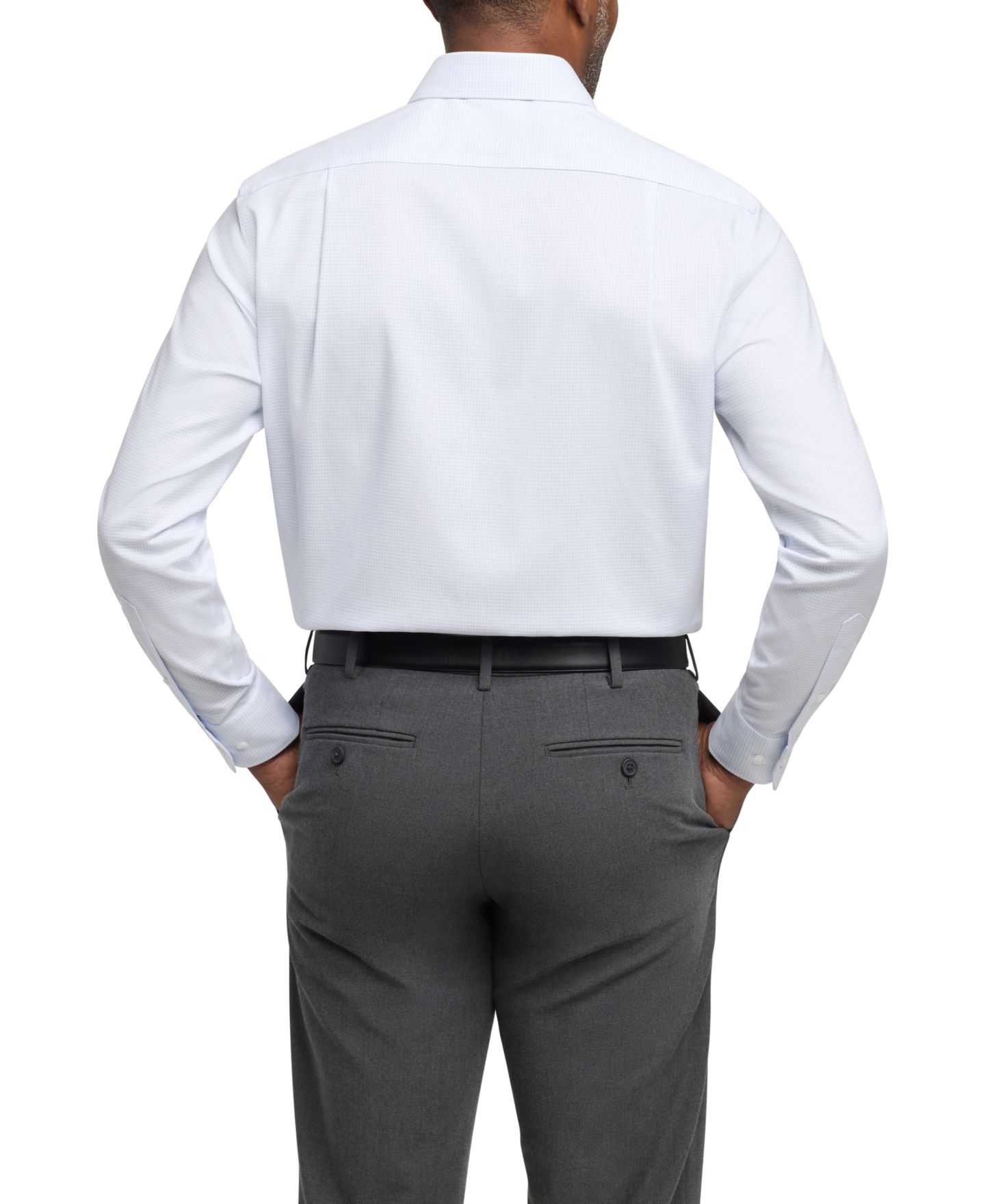 Мужская рубашка Tommy Hilfiger TH Flex Twill Regular-Fit Dress Shirt, цвет: Синий клетчатый — фото 3