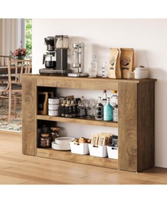 55-Inch Long Farmhouse Console Table, 3-Tier Wood Sofa Table with Storage Shelves for Living Room, Entryway, Behind Couch, Hallway