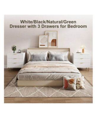 3-Drawer Wood Dresser Chest, Large Modern Nightstand Storage Organizer for Bedroom Clothes