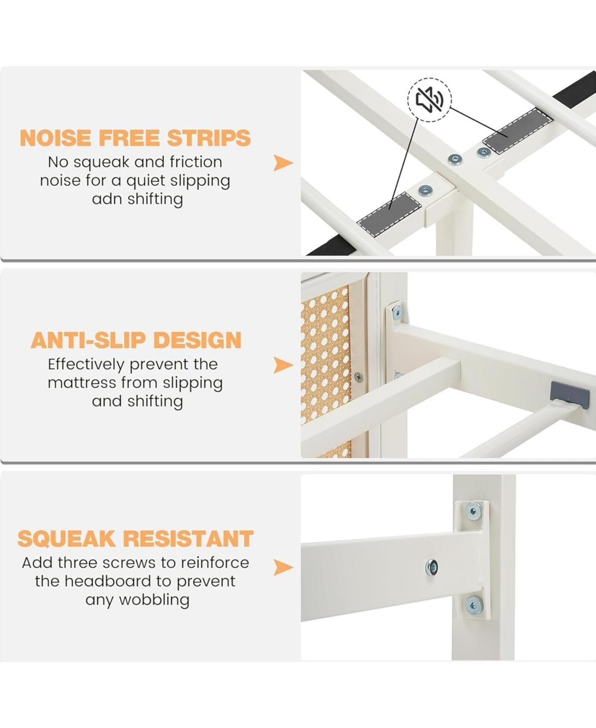 gaomon Rattan Bed Frame with Headboard, Boho Full Strong Metal Slats Support, No Box Spring Needed