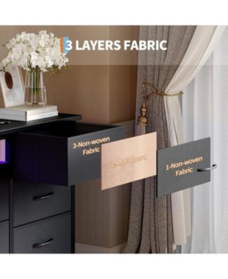 70 Inch Long Dresser with 13 Drawers, TV Stand for 65-80 Inch TV with Charging Station LED Lights, Fabric Storage Organizer for Bedroom